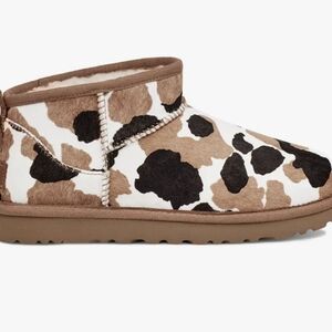 UGG Cowhide Pattern Boots with Tan Accents